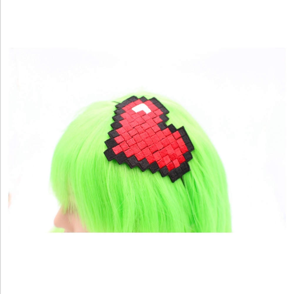 Pixel Heart Hair Clip - Red and Black